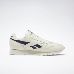 Adidasy Męskie Reebok Classic Leather Białe/Granatowe PL 14ZHWQB